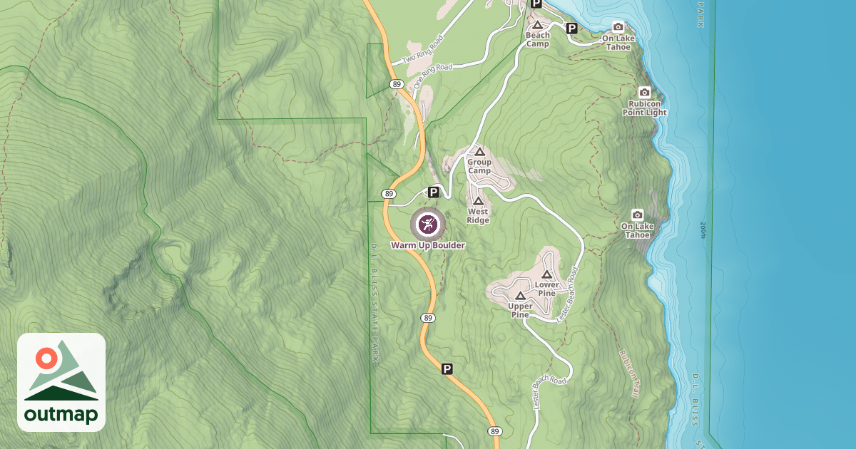 Map of Warm Up Boulder