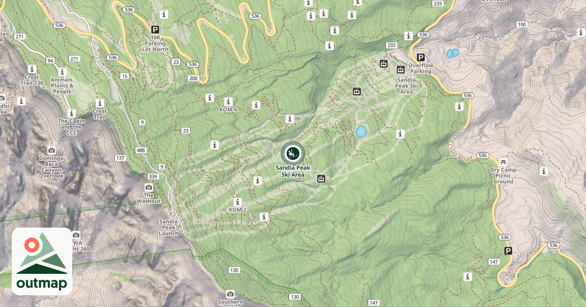 Map of Sandia Peak Ski Area