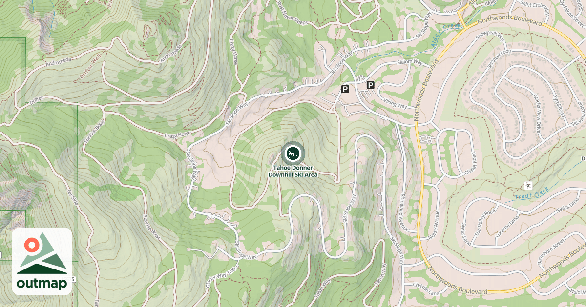 Map of Tahoe Donner Downhill Ski Area