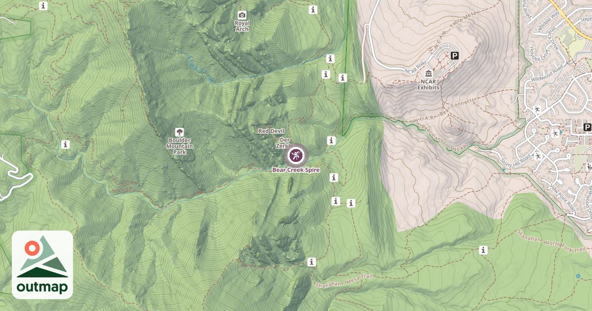 Map of Bear Creek Spire