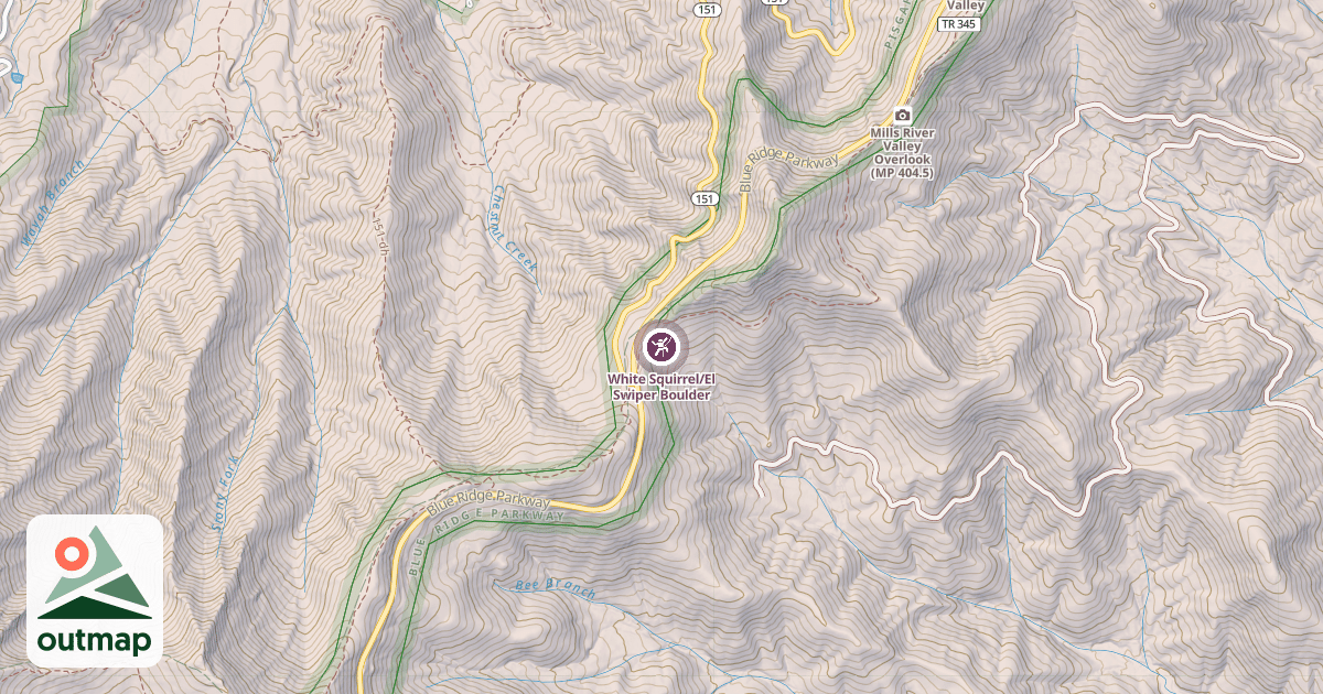 Map of White Squirrel/El Swiper Boulder
