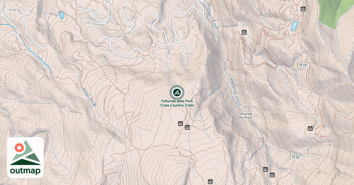 Map of Telluride Bike Park Cross Country Trails