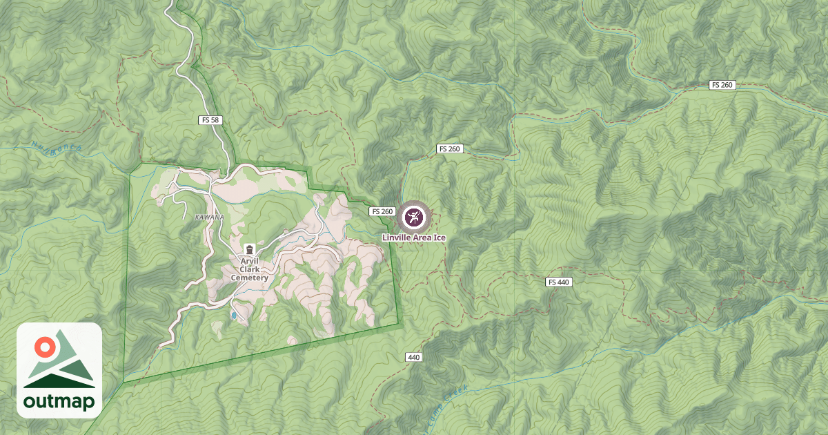 Map of Linville Area Ice