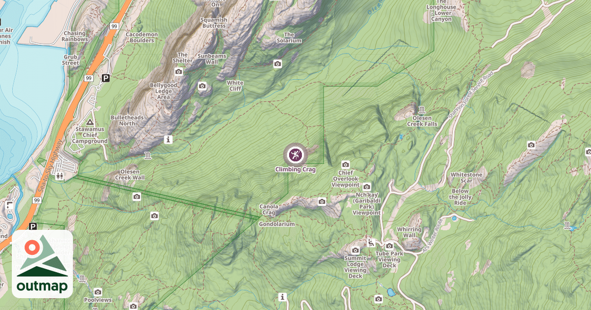 Map of Climbing Crag