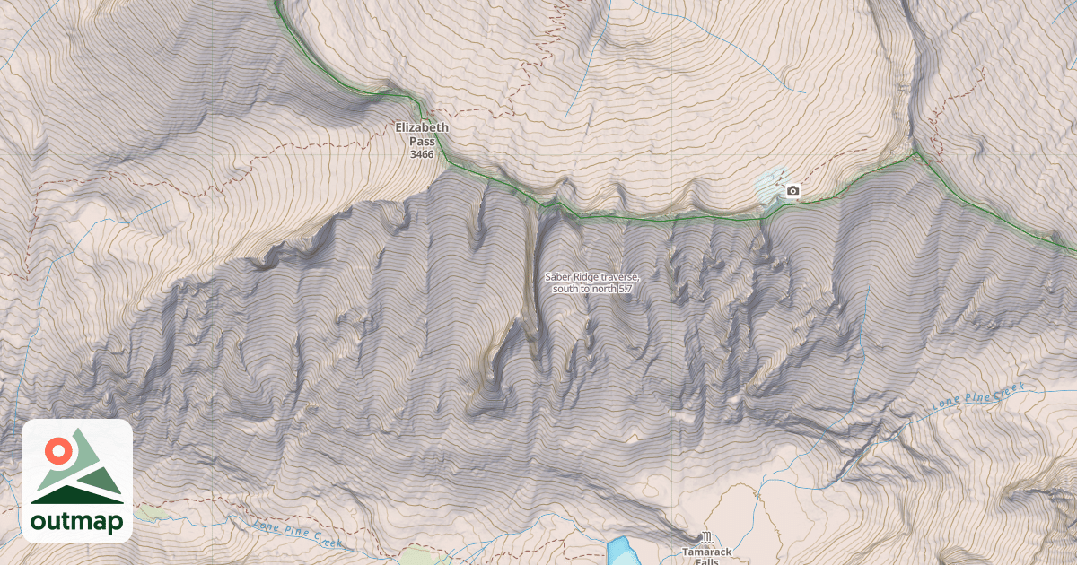Map of Saber Ridge traverse, south to north