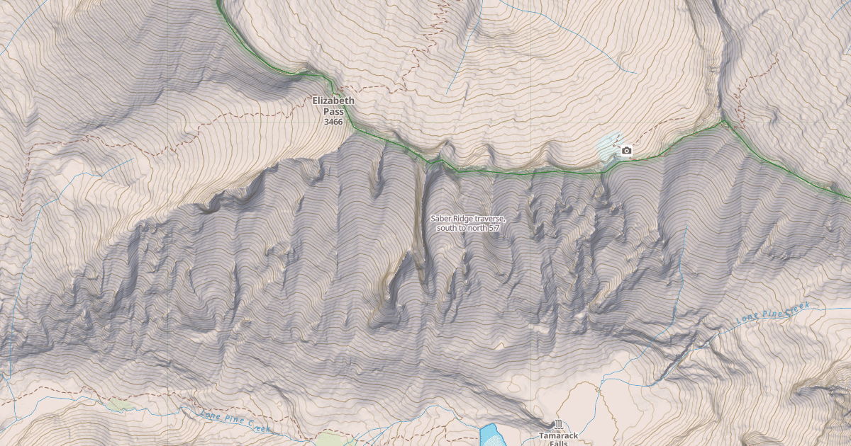 Map preview of Saber Ridge traverse, south to north