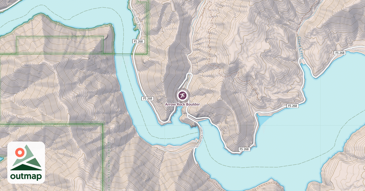 Map of Arrow Rock Boulder