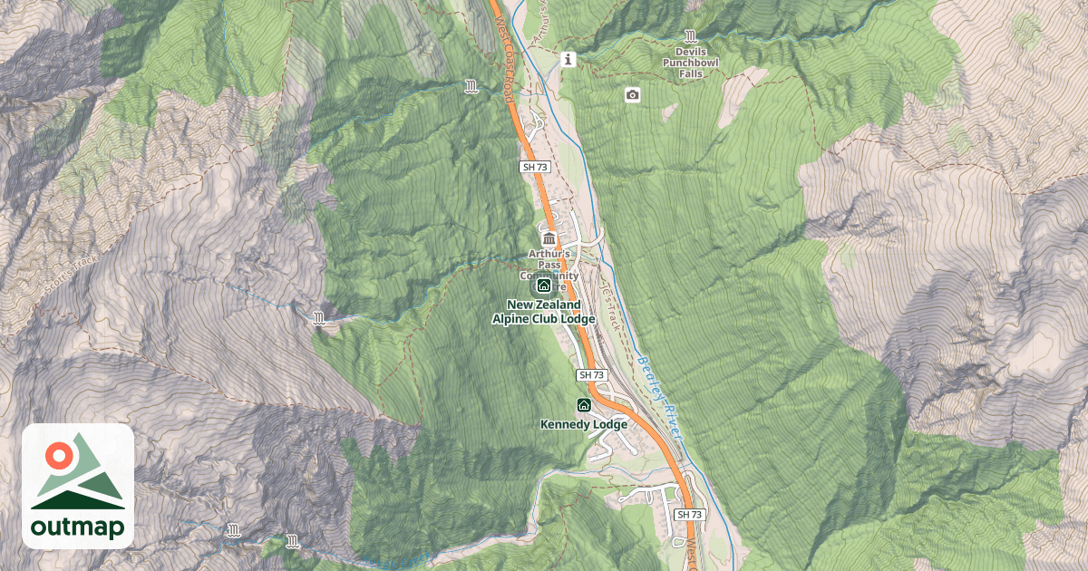 Map of New Zealand Alpine Club Lodge