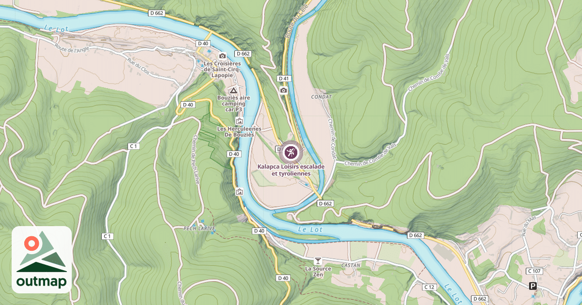Map of Kalapca Loisirs escalade et tyroliennes