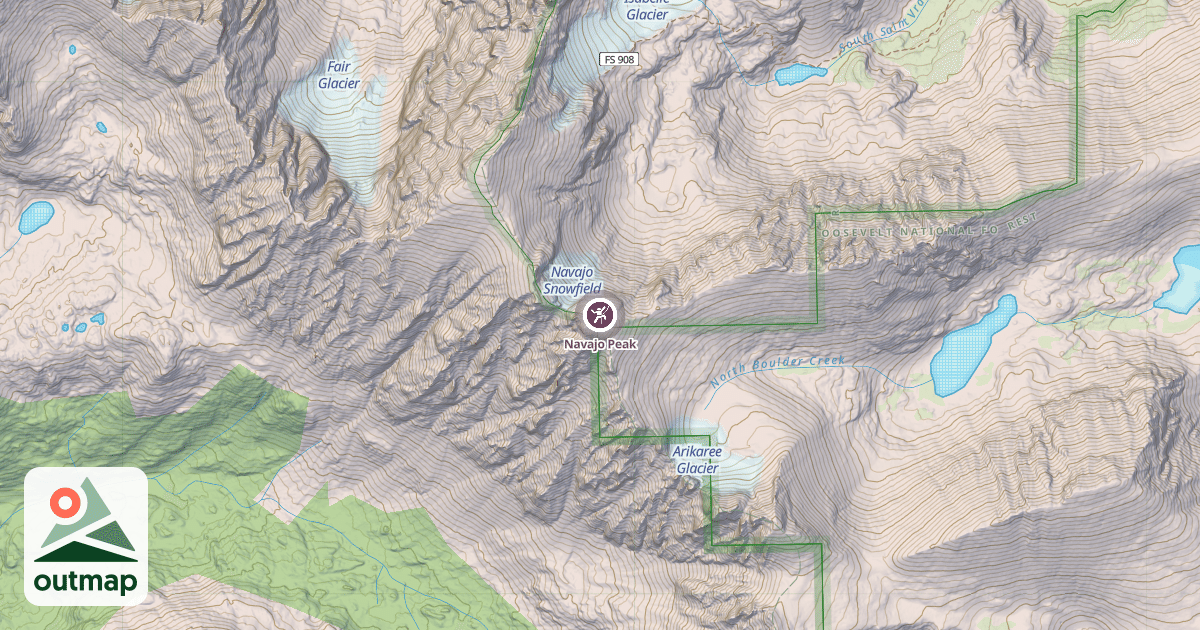 Map of Navajo Peak