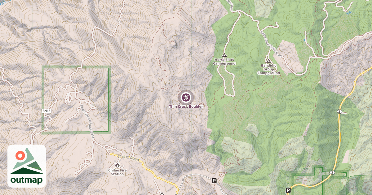 Map of Thin Crack Boulder