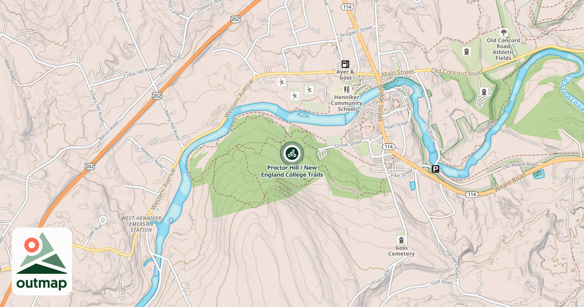 Map of Proctor Hill / New England College Trails