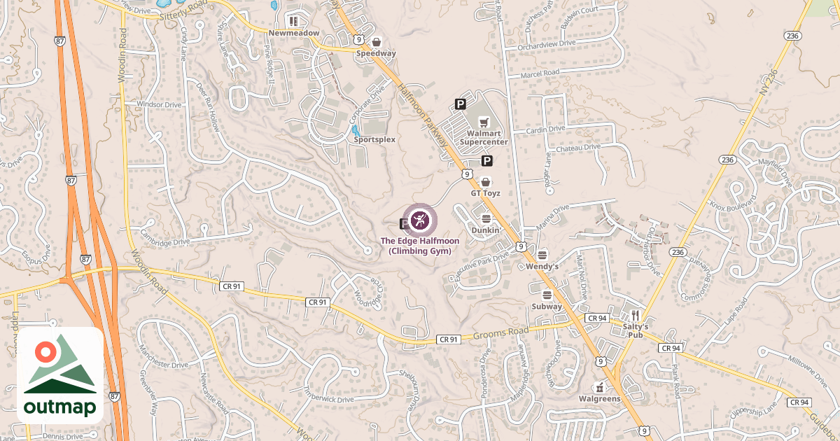 Map of The Edge Halfmoon (Climbing Gym)
