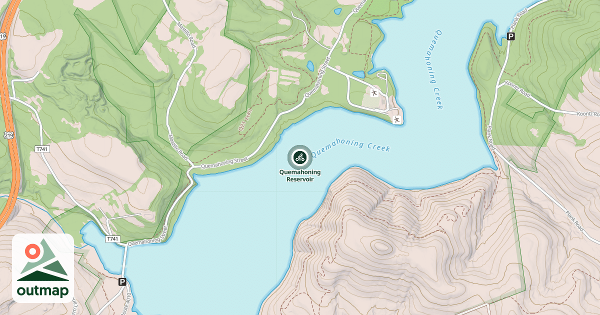 Map of Quemahoning Reservoir