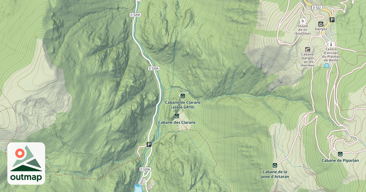 Map of Cabane de Clarans (assos GR10)
