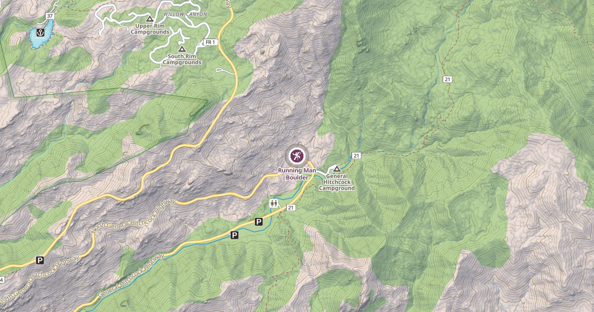 Map preview of Running Man Boulder