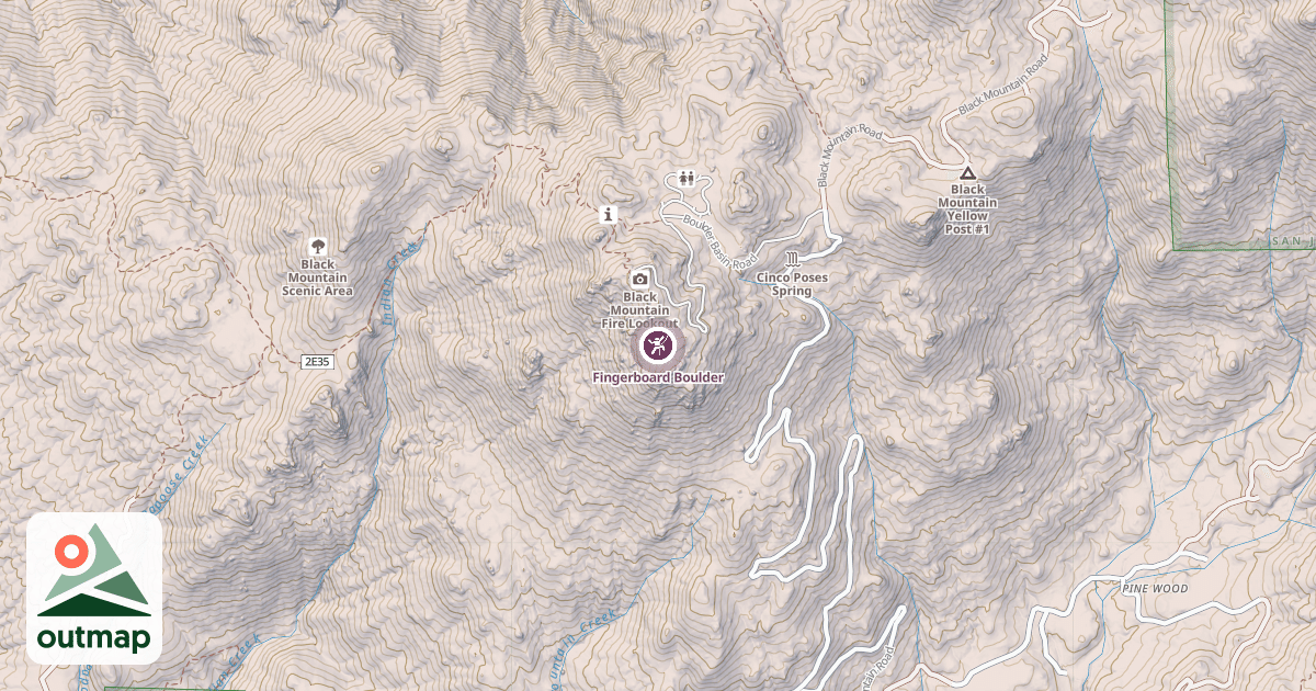Map of Fingerboard Boulder