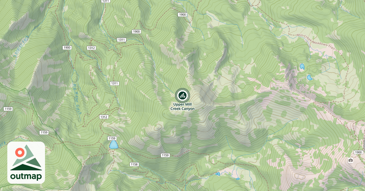Map of Upper Mill Creek Canyon