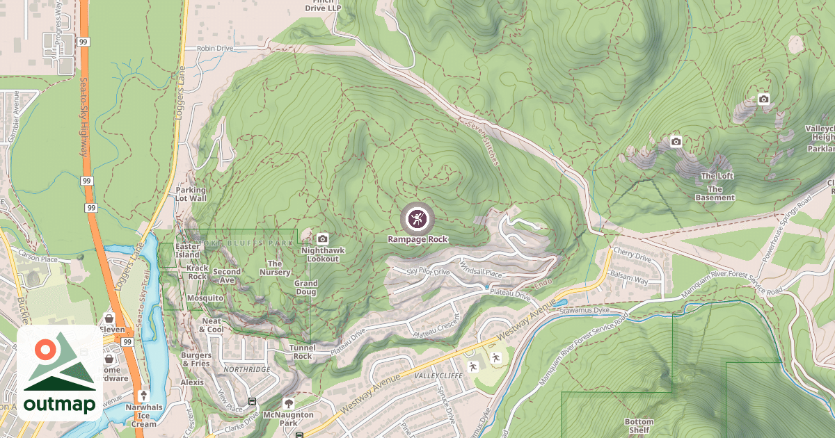 Map of Rampage Rock