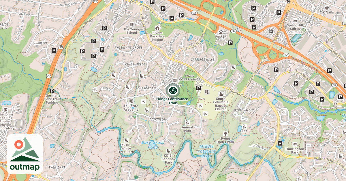 Map of Kings Contrivance Trails