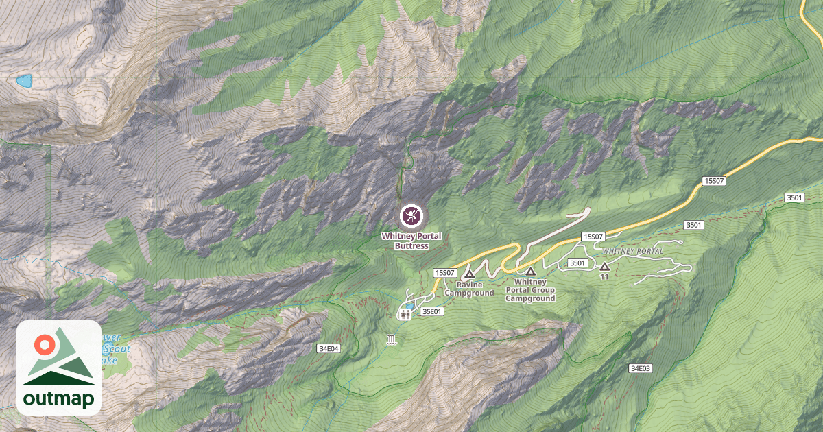 Map of Whitney Portal Buttress