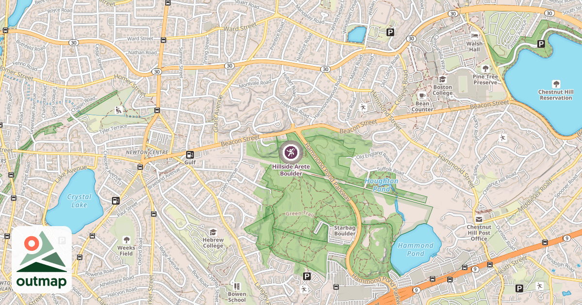 Map of Hillside Arete Boulder
