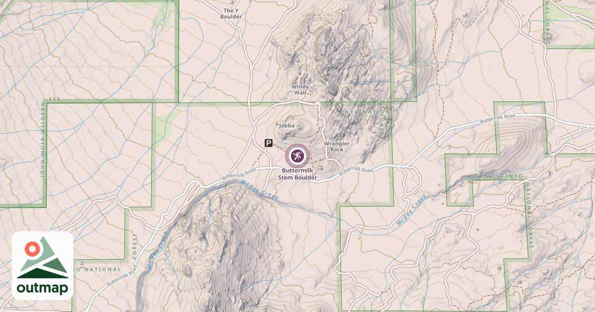 Map of Buttermilk Stem Boulder