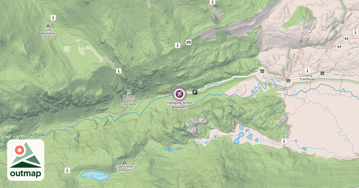 Map of Hanging Arete Boulders