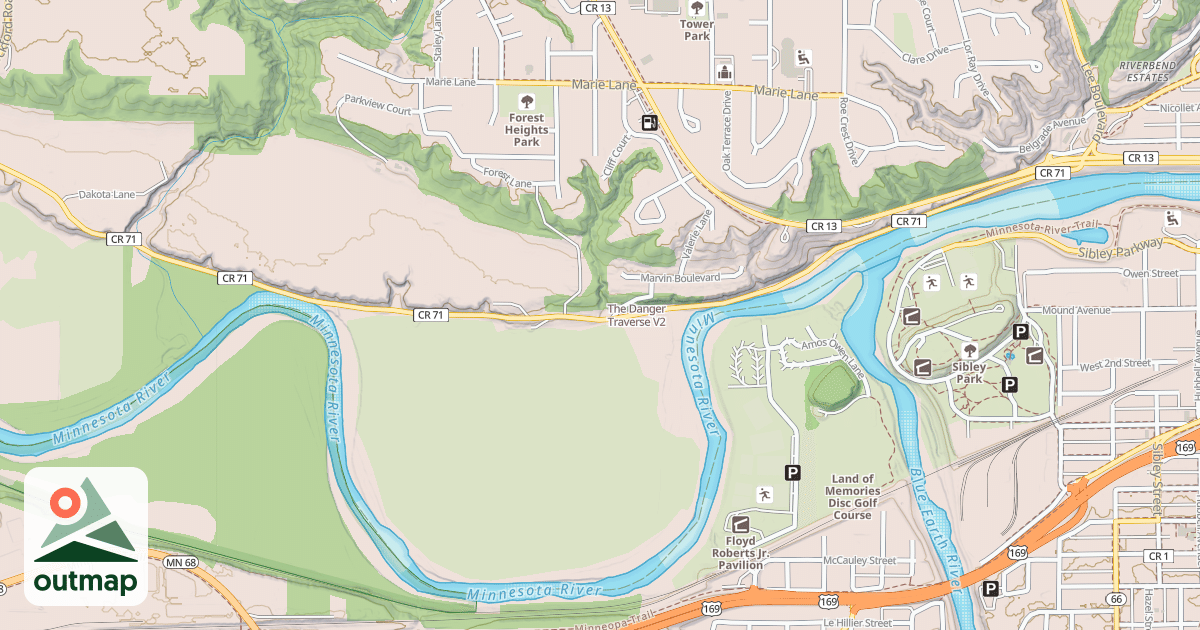 Map of The Danger Traverse in Nicollet
