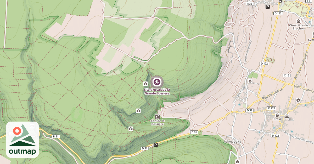 Map of site d'escalade la Grande Bossiere