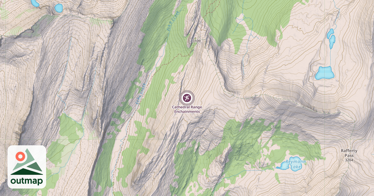 Map of Cathedral Range Enchainments
