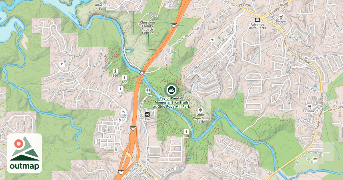 Map of Taylor Randall Memorial Bike Trails at Olde Rope Mill Park