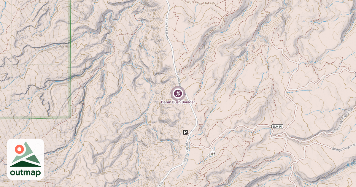 Map of Damn Bush Boulder