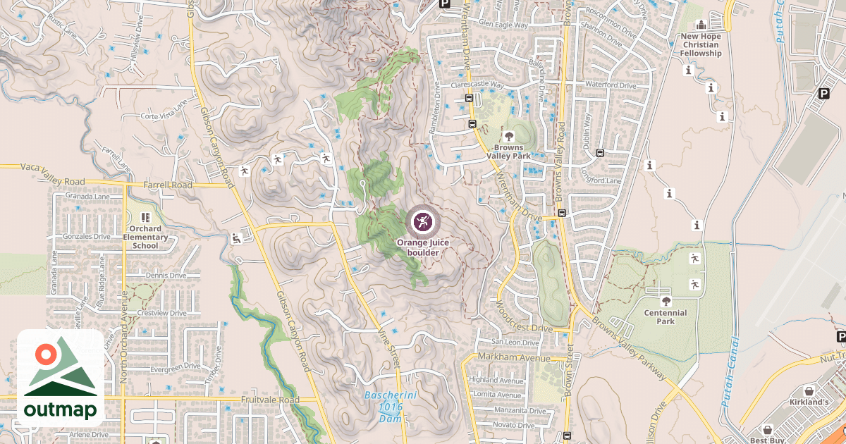 Map of Orange Juice boulder