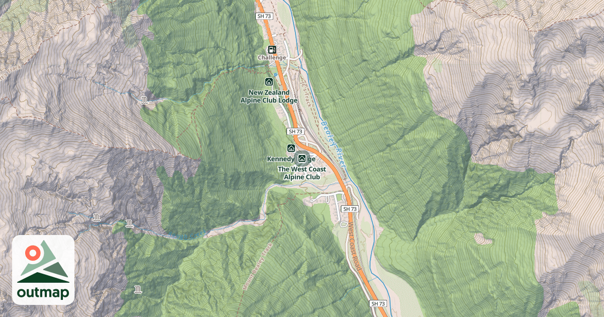 Map of The West Coast Alpine Club