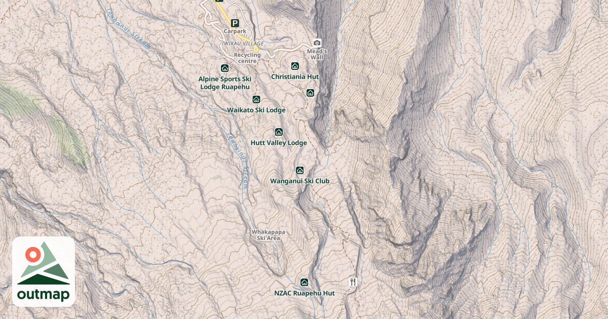 Map of Ruapehu Ski Club Hut