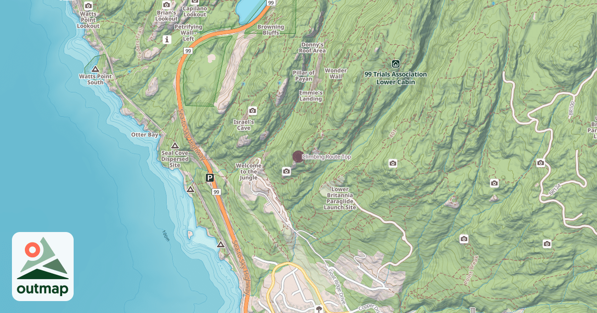 Map of Climbing Route Top