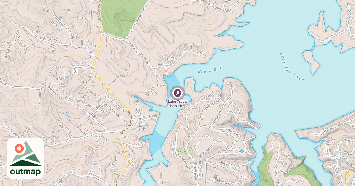Map of Lake Travis short cliffs