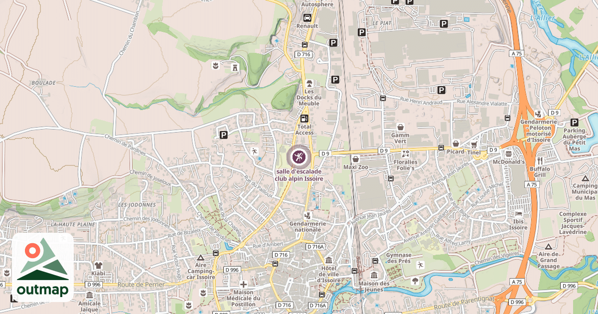 Map of salle d'escalade club alpin Issoire