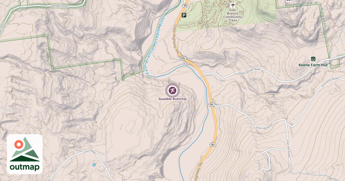Map of Ausable Buttress