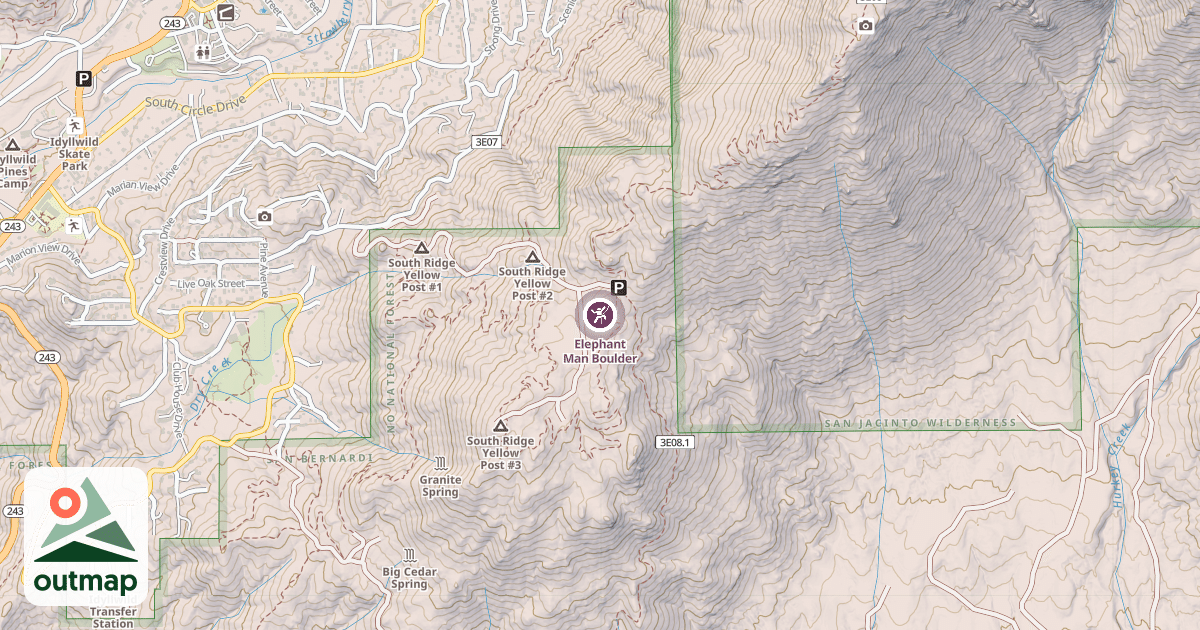 Map of Elephant Man Boulder
