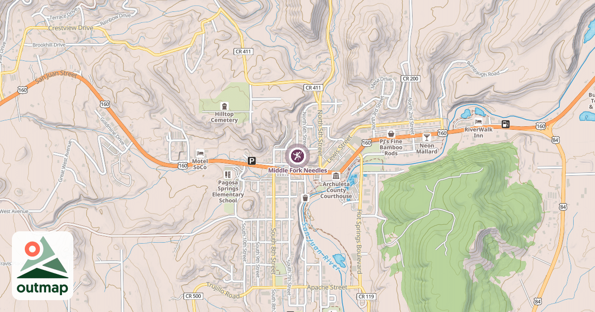 Map of Middle Fork Needles