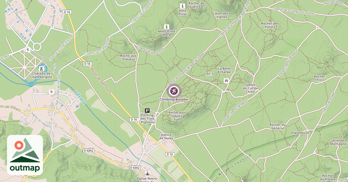 Map of Climbing Boulder