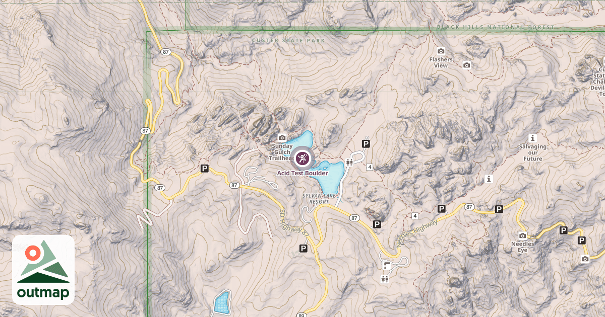 Map of Acid Test Boulder