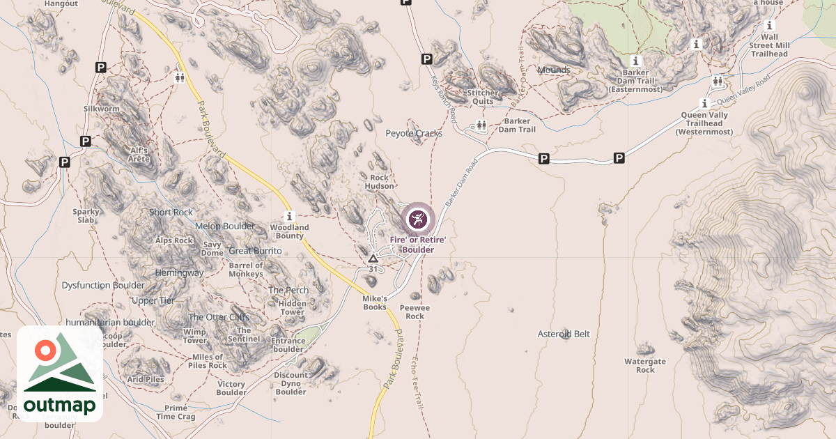 Map of Fire' or Retire' Boulder