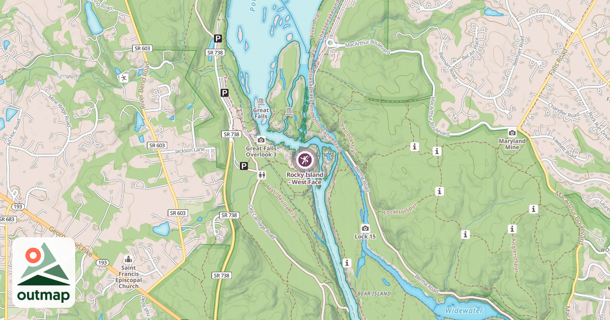 Map of Rocky Island - West Face