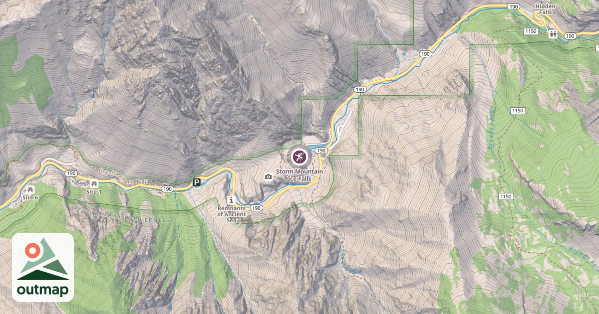 Map of Storm Mountain Ice Falls