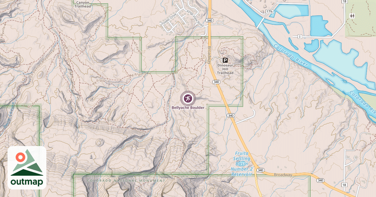 Map of Bellyache Boulder