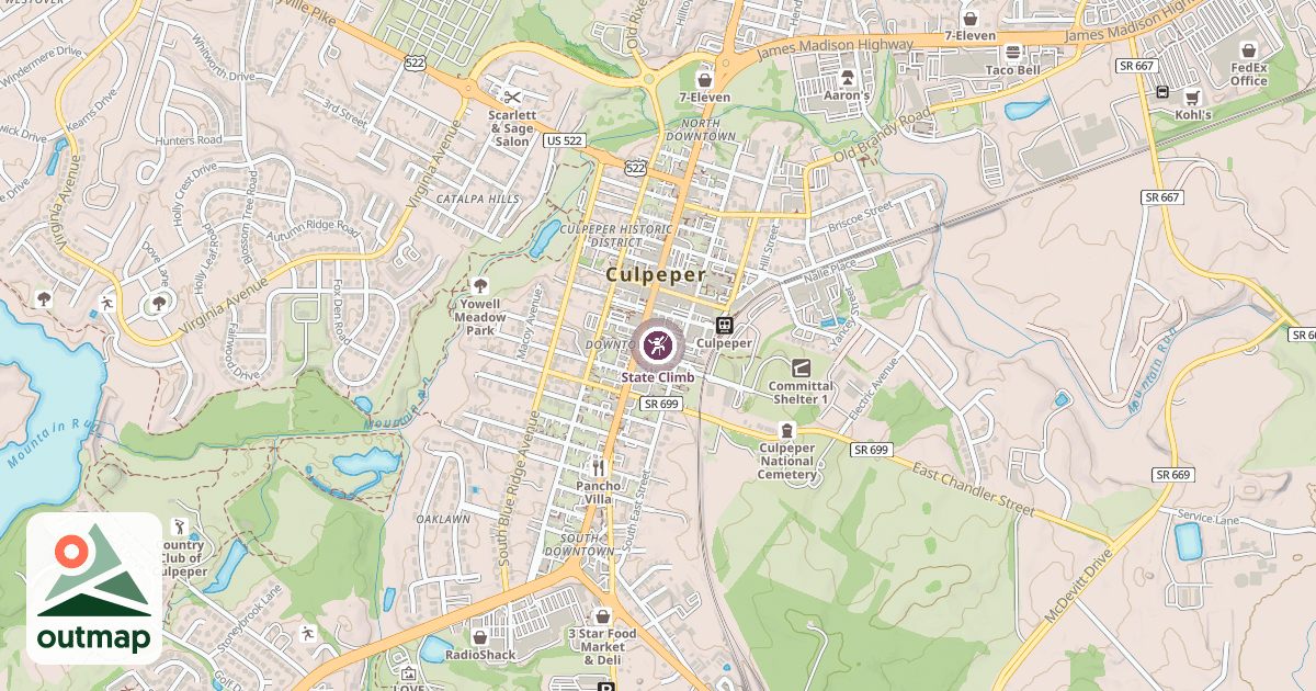 Map of State Climb in Culpeper