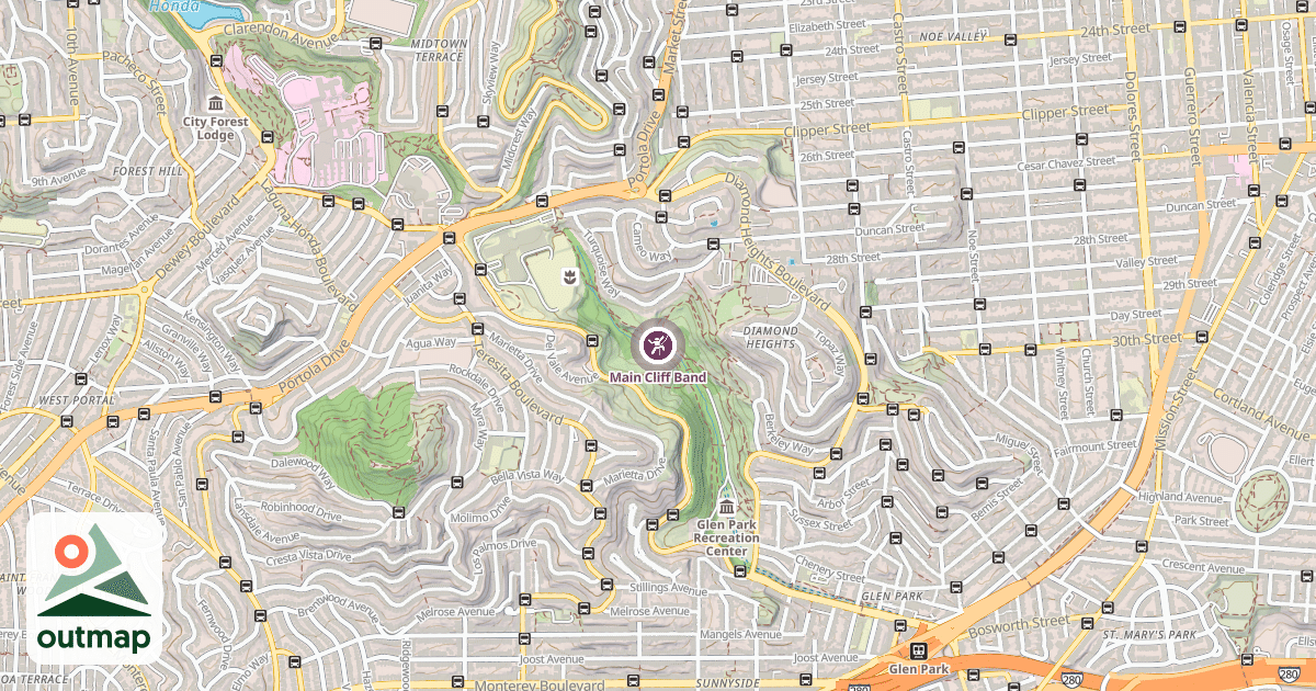 Map of Main Cliff Band